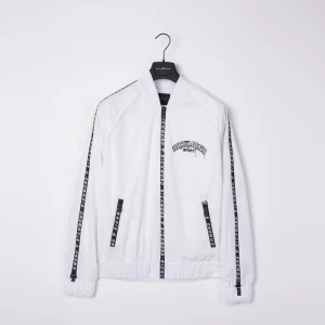 Felpa in acetato RICHMON inserti con zip bianco