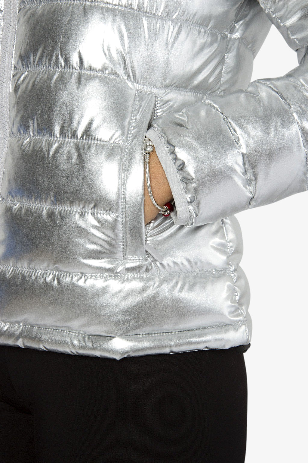 Piumino donna PYREX zip con cappuccio argento - immagine 8