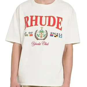 T-shirt RHUDE stampa bay of angel oversize bianca vintage