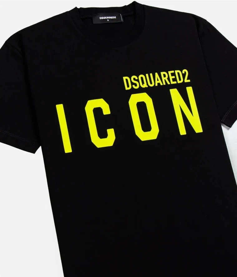 T-shirt DSQUARED2 ICON stampa giallo fluo nera - immagine 5