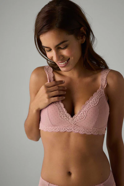 Reggiseno imbottito senza ferretto a triangolo rosa - immagine 2