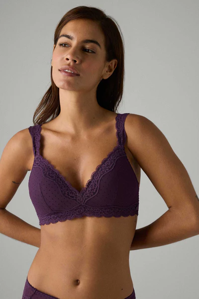 Reggiseno imbottito senza ferretto a triangolo viola - immagine 2