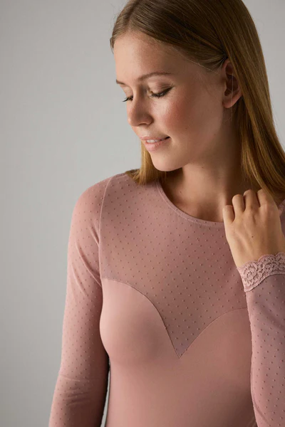 Body manica lunga senza ferretto senza imbottitura rosa - immagine 3
