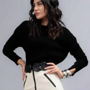 KORALLINE - Maglioncino girocollo in lana rasata donna