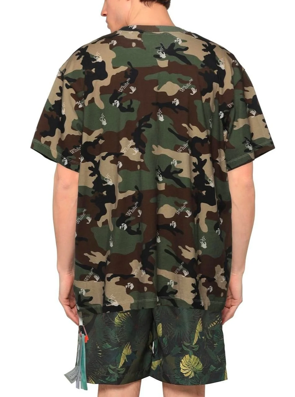 T-shirt OFF-WHITE stampa camouflage oversize col. verde militare - immagine 3