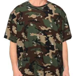 T-shirt OFF-WHITE stampa camouflage oversize col. verde militare
