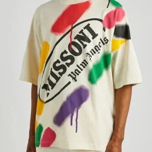 T-shirt PALM ANGELS x MISSONI printed oversize bianca