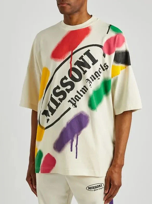 T-shirt PALM ANGELS x MISSONI printed oversize bianca - immagine 2