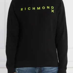 Felpa RICHMOND X stampa logo nero/giallo fluo