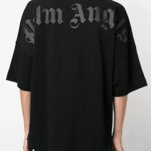 T-shirt PALM ANGELS oversize con logo glitter nera