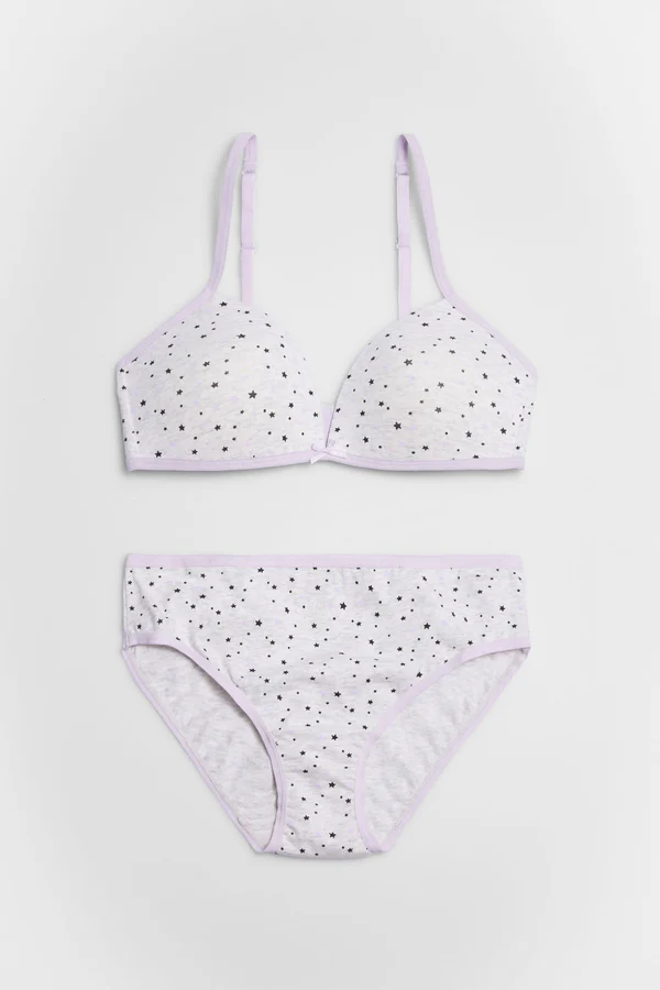 SET REGGISENO E MUTANDINE CON STAMPA A STELLE - immagine 2