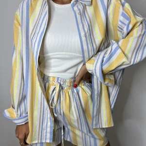 COORDINATO RIGHE LINO