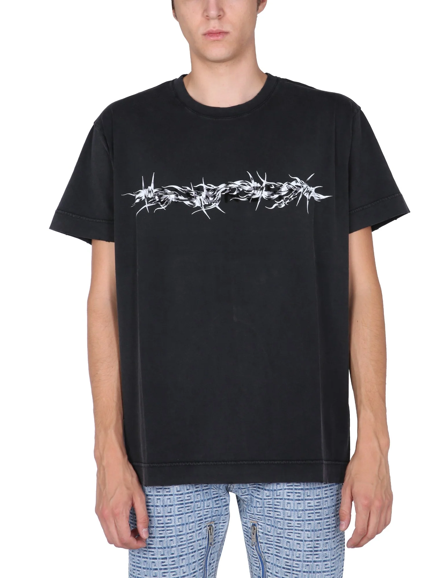 T-shirt GIVENCHY logo ricamato Barbed oversized fit nera