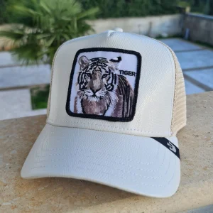 Cappello limited edition GOORIN BROS pitonato tigre Tiger bianco lucido