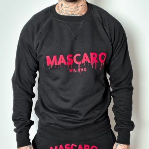 Felpa MASCARO girocollo stampa Blood nera/rossa