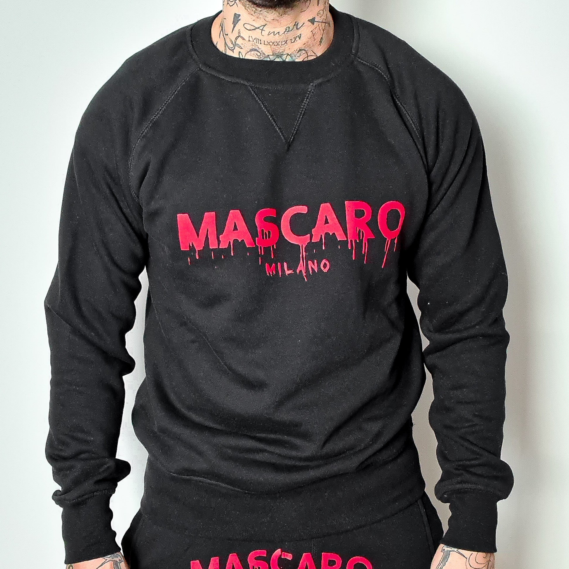 Felpa MASCARO girocollo stampa Blood nera/rossa - immagine 2