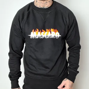 Felpa MASCARO girocollo stampa Flame nera