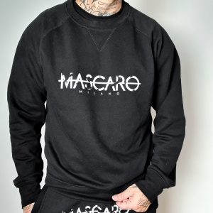 Felpa MASCARO girocollo stampa Destroyed nera