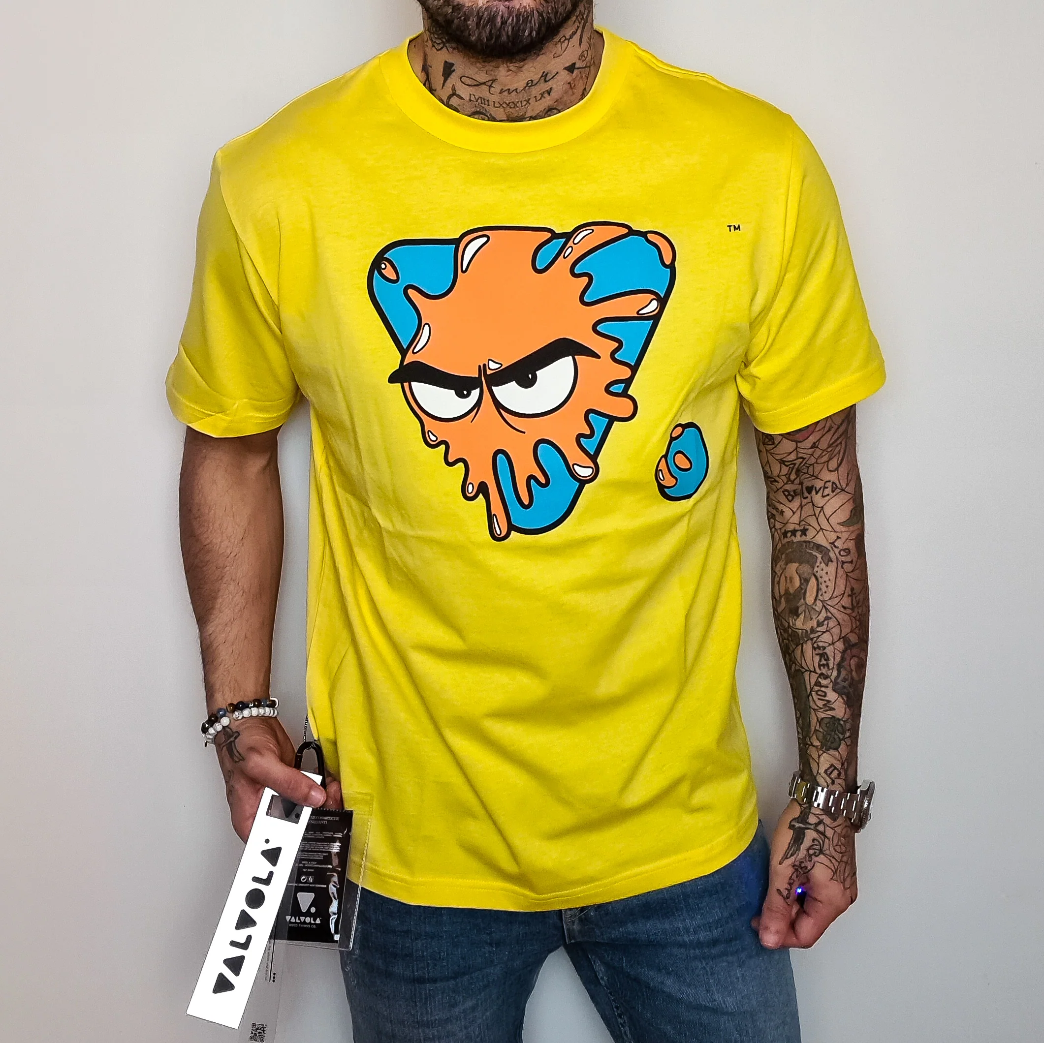 T-Shirt VALVOLA stampa grafica giallo