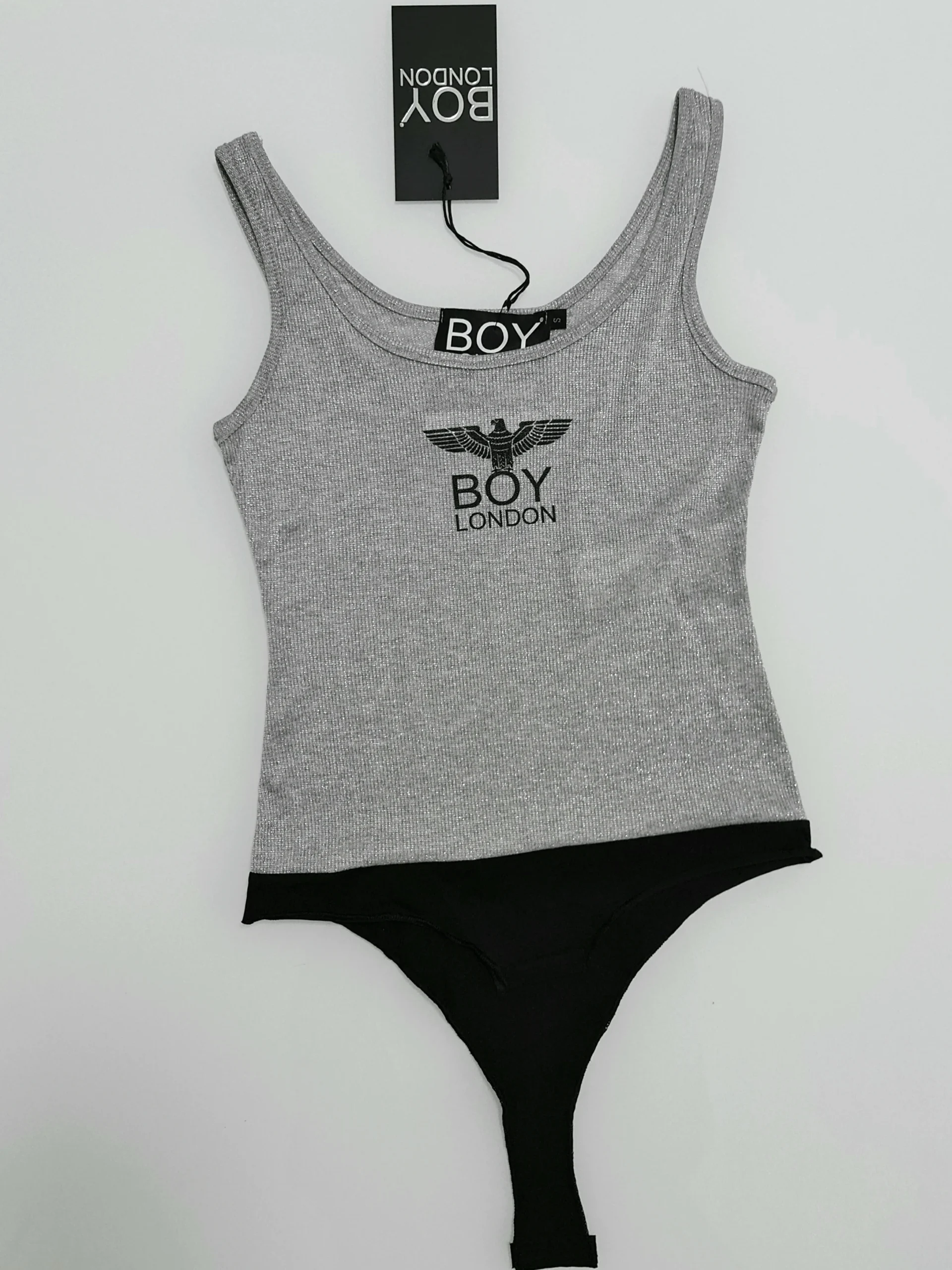 Body donna in lurex BOY LONDON bielastico glitter argento - immagine 5