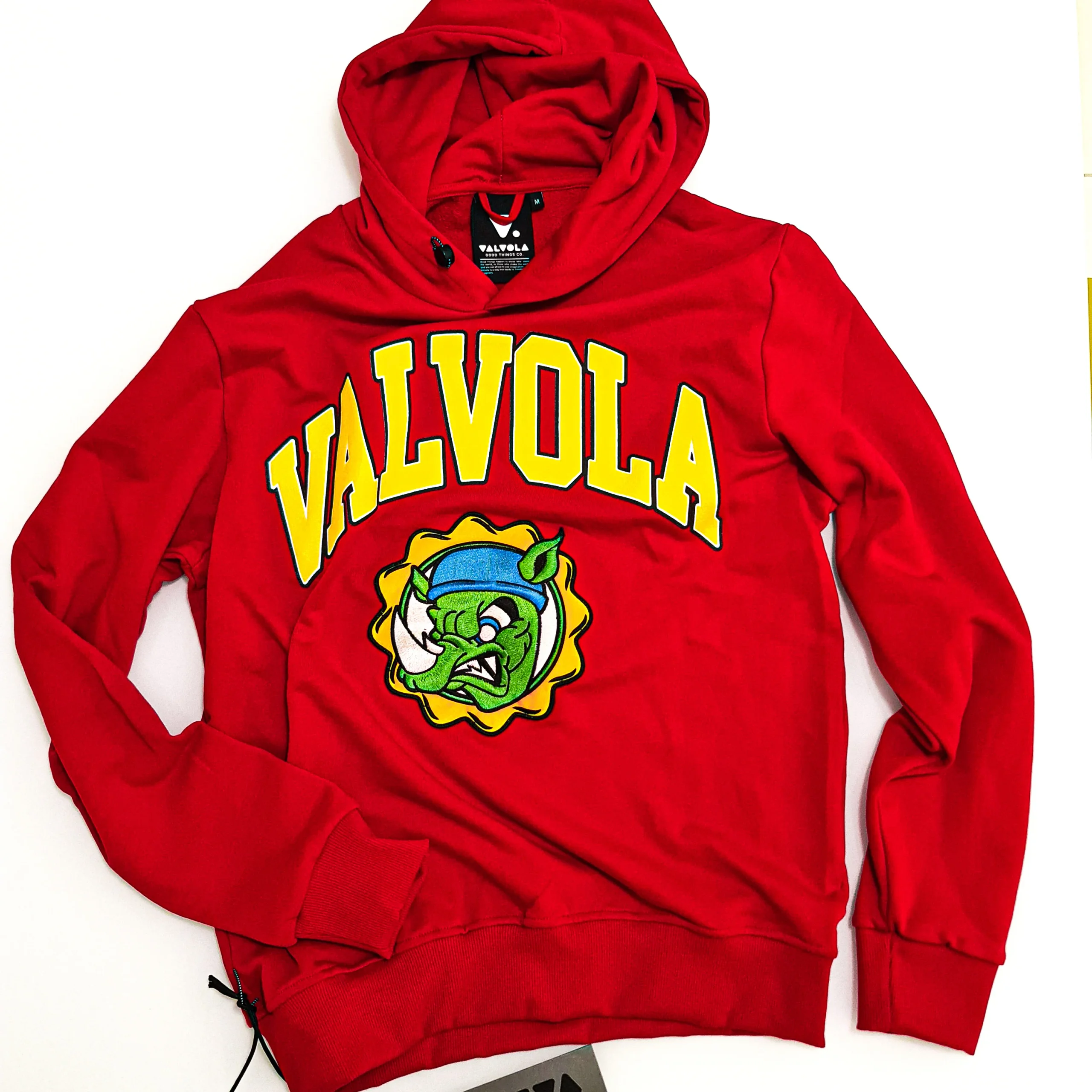 Felpa VALVOLA con cappuccio patch ricamato rosso/giallo - immagine 3