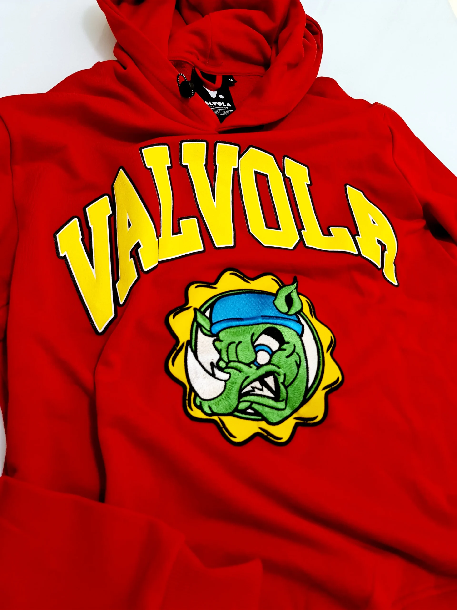 Felpa VALVOLA con cappuccio patch ricamato rosso/giallo - immagine 4