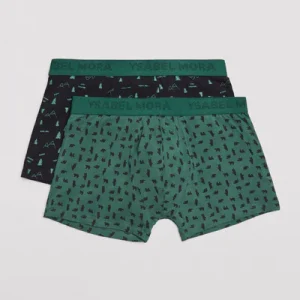 Confezione da 2 boxer in cotone con stampa montagne