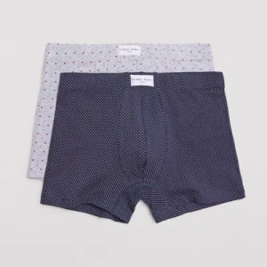Confezione da 2 boxer stampati grigi e blu scuro