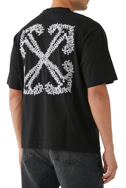 T-shirt OFF-WHITE con ricamo Arrow Tattoo Skate oversize nera - immagine 3
