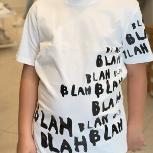 NEVER TOO - T-shirt bianca con scritte nere bambino