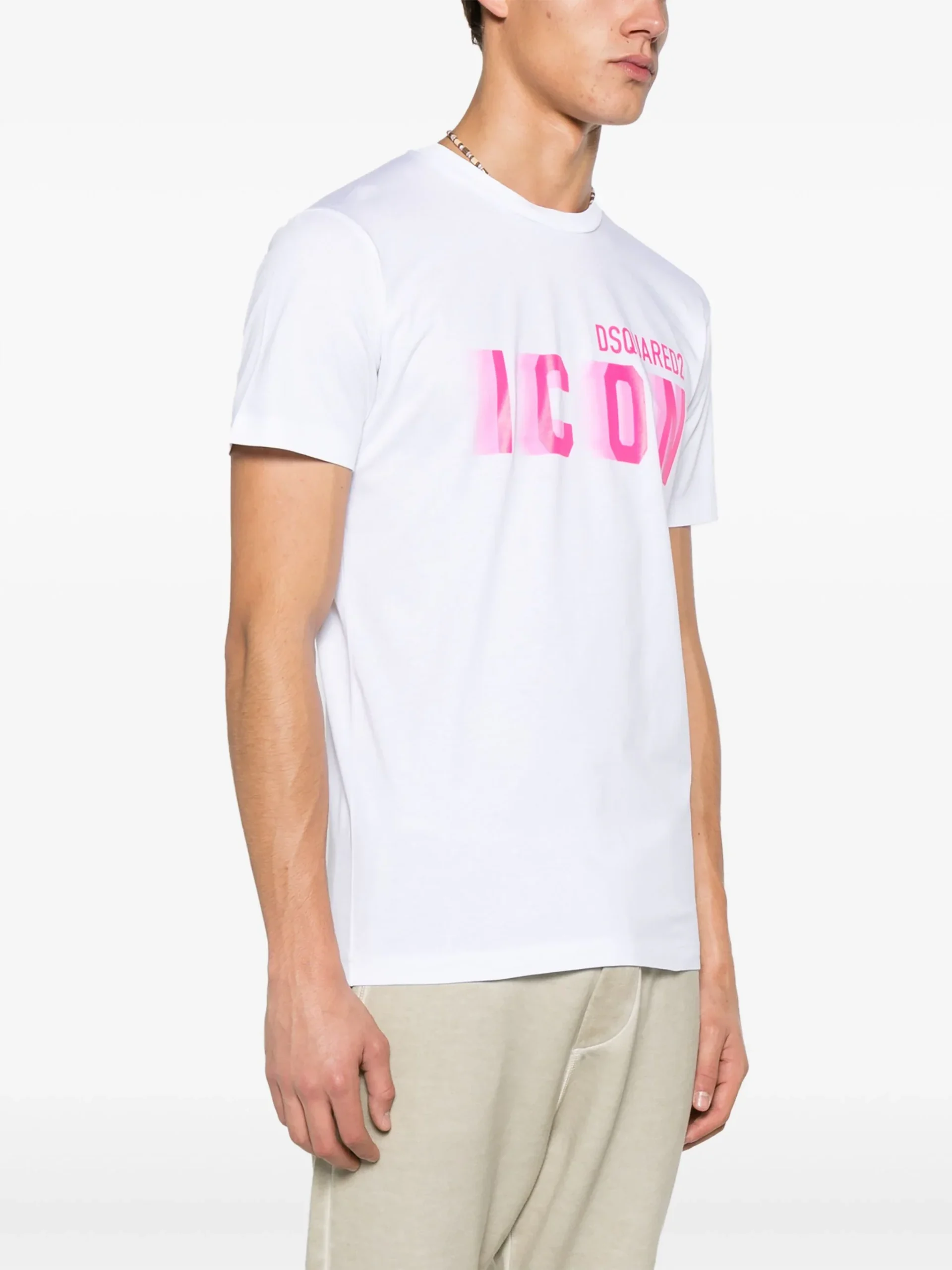 T-shirt DSQUARED2 stampa logo Icon Blur bianca - immagine 4