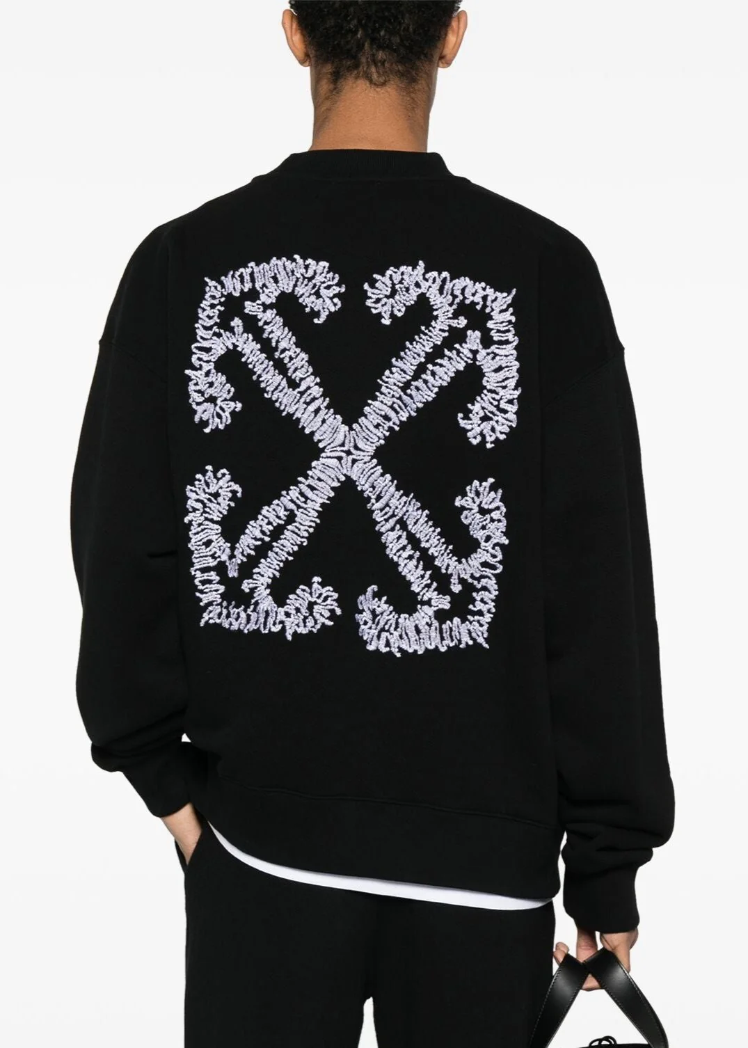 Felpa OFF-WHITE Tattoo Arrow ricamo medium fit nera - immagine 4