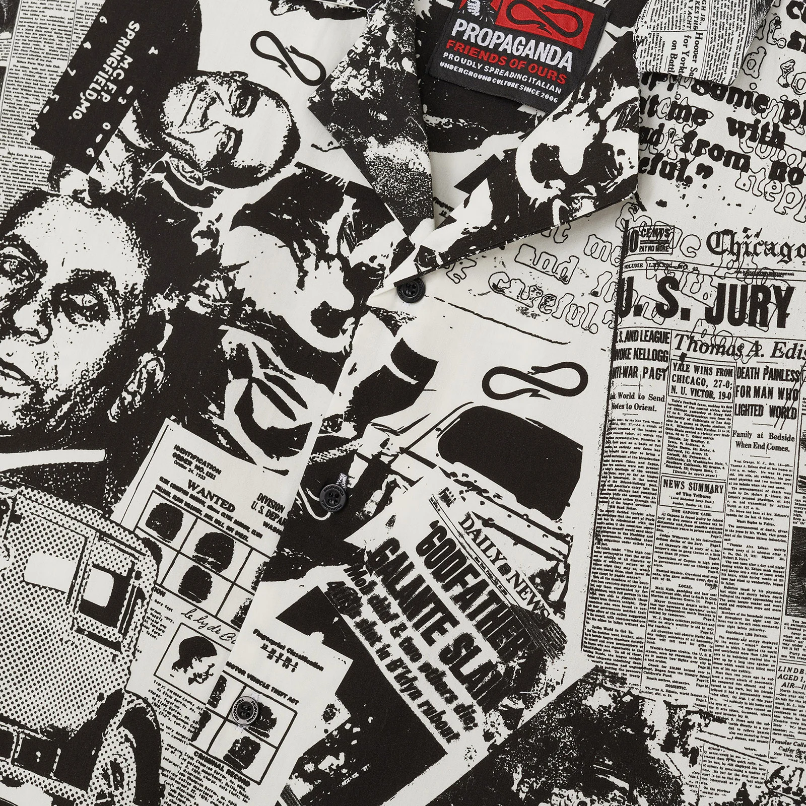 Camicia PROPAGANDA stampa all over Mugshot bianco/nero - immagine 4