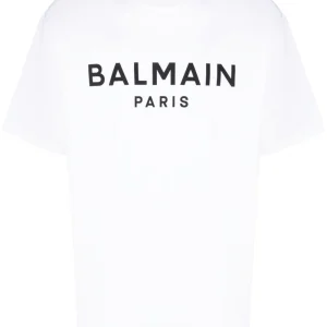 T-shirt BALMAIN stampa logo bianca
