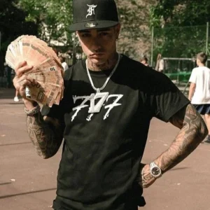 Tony Effe T-shirt TRIPLOSETTE 777 stampa nero