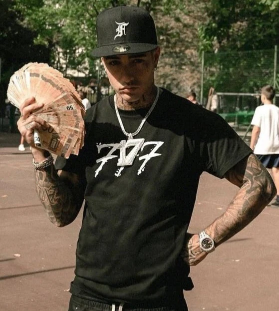 Tony Effe T-shirt TRIPLOSETTE 777 stampa nero - immagine 2