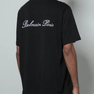 T-shirt BALMAIN large fit logo ricamato nera