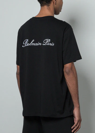 T-shirt BALMAIN large fit logo ricamato nera