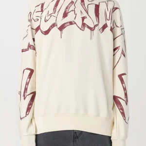 Felpa DISCLAIMER con stampa logo latte/bordeaux