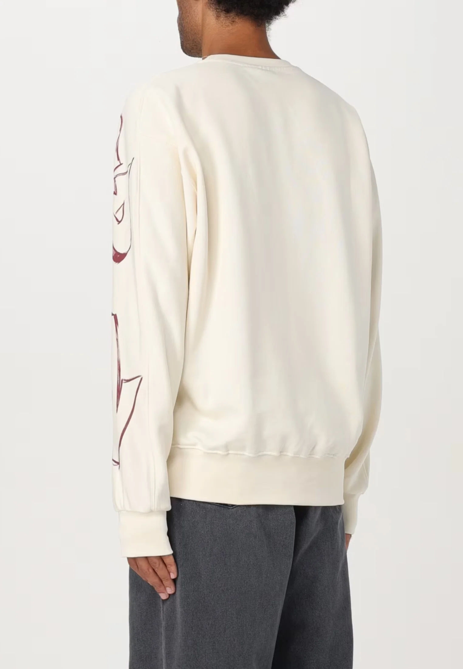 Felpa DISCLAIMER con stampa logo latte/bordeaux - immagine 3