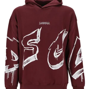 Felpa DISCLAIMER con cappuccio stampa logo bordeaux