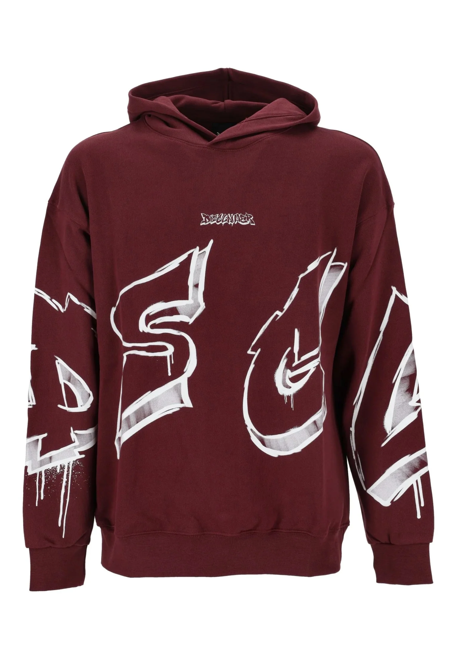 Felpa DISCLAIMER con cappuccio stampa logo bordeaux - immagine 2