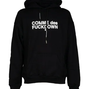 Felpa COMME des FUCKDOWN cappuccio stampa logo nero