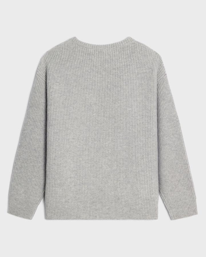 Maglione CELINE in lana oversize con applicazione logo grigio - immagine 3