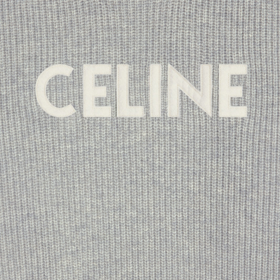 Maglione CELINE in lana oversize con applicazione logo grigio - immagine 4