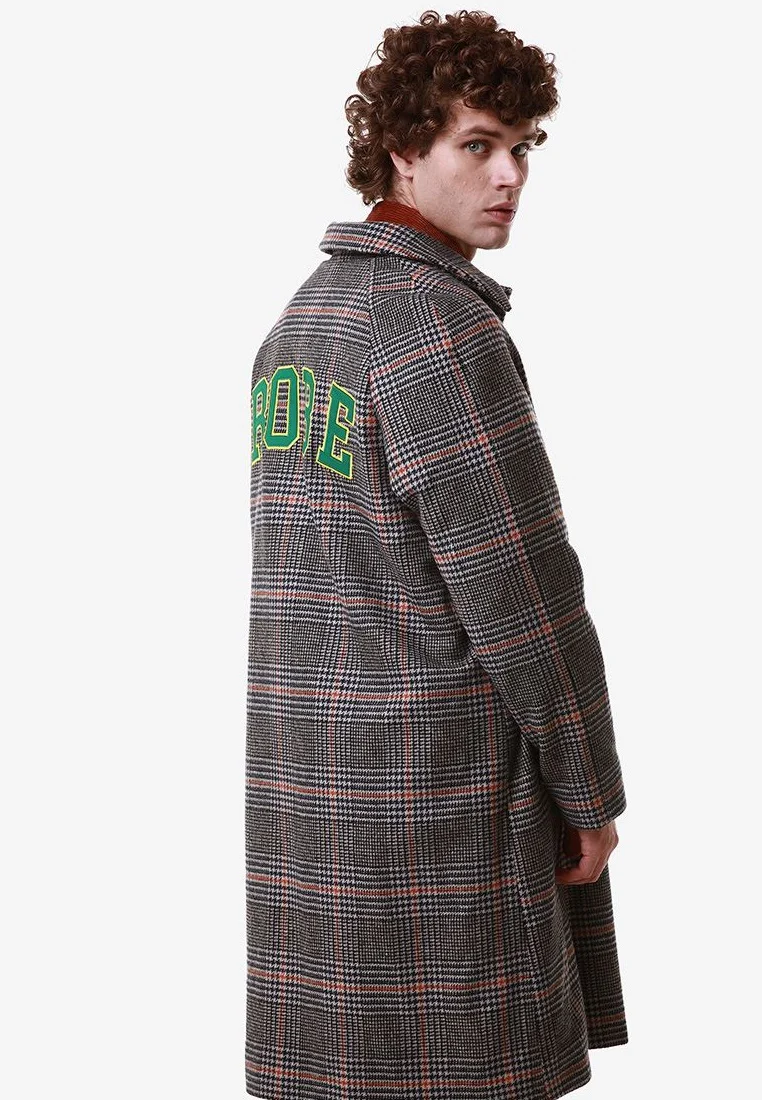 Cappotto ROBE DI KAPPA patch logo tartan grigio - immagine 2