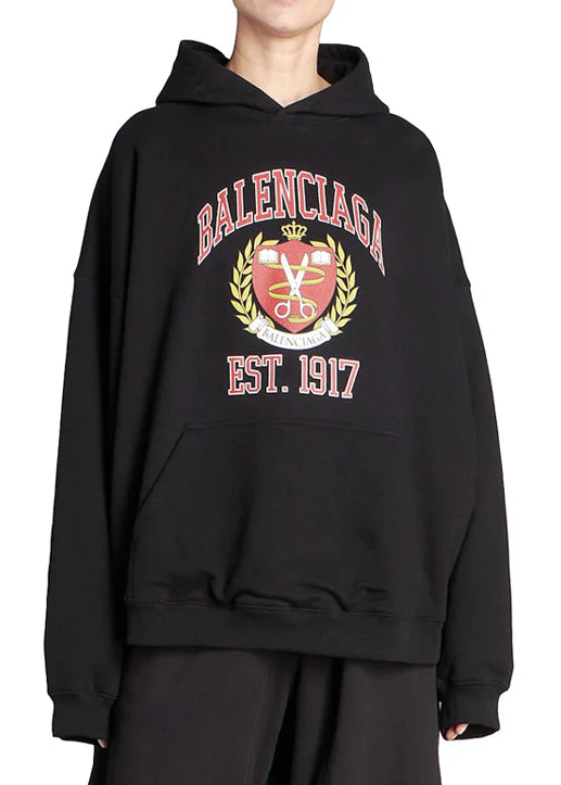 Felpa unisex BALENCIAGA oversized University logo East 1917 nera - immagine 5