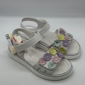 BALDUCCI - Sandalo bianco con fiori multicolor bambina