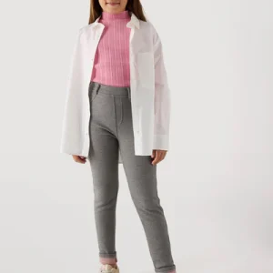Leggings termici da bambina con tasche posteriori grigie