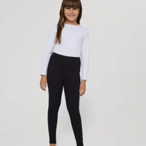Leggings basic da bambina in cotone nero